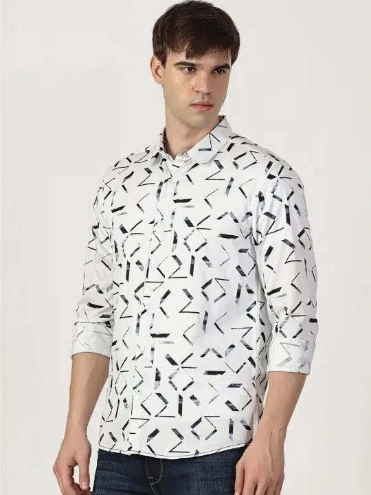 Men's Slim-Fit Print Shirt – Style 032