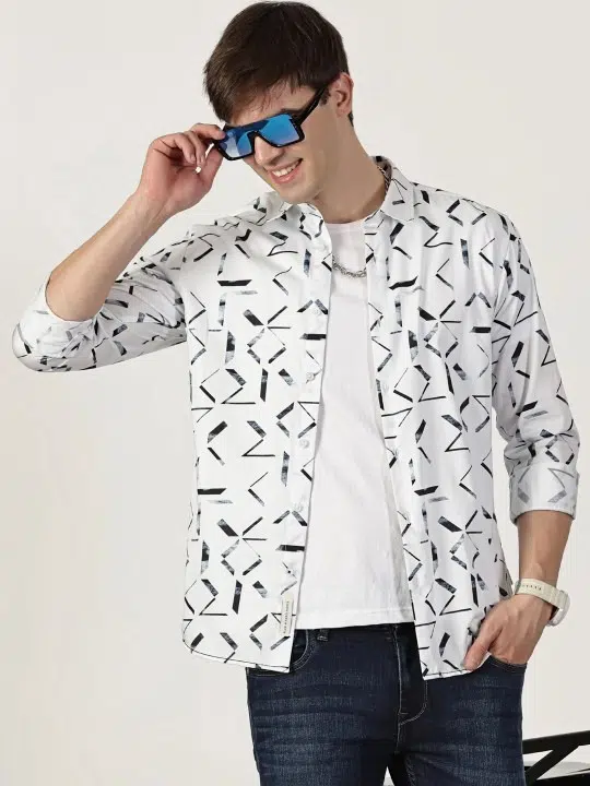 Men's Slim-Fit Print Shirt – Style 032