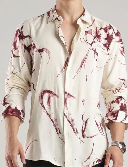 Men's Slim-Fit Print Shirt – Style 054