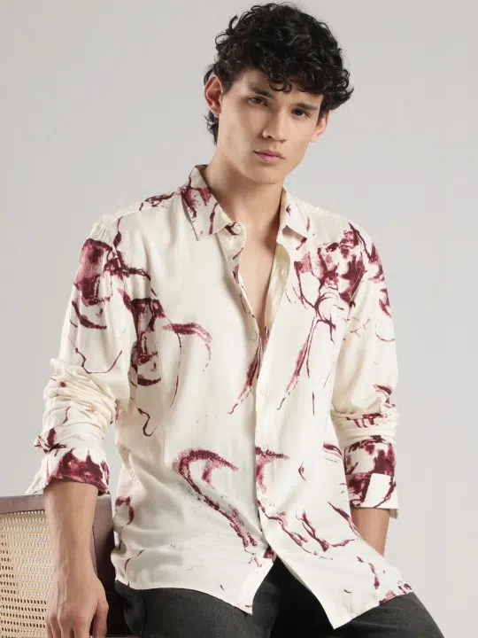 Men's Slim-Fit Print Shirt – Style 054