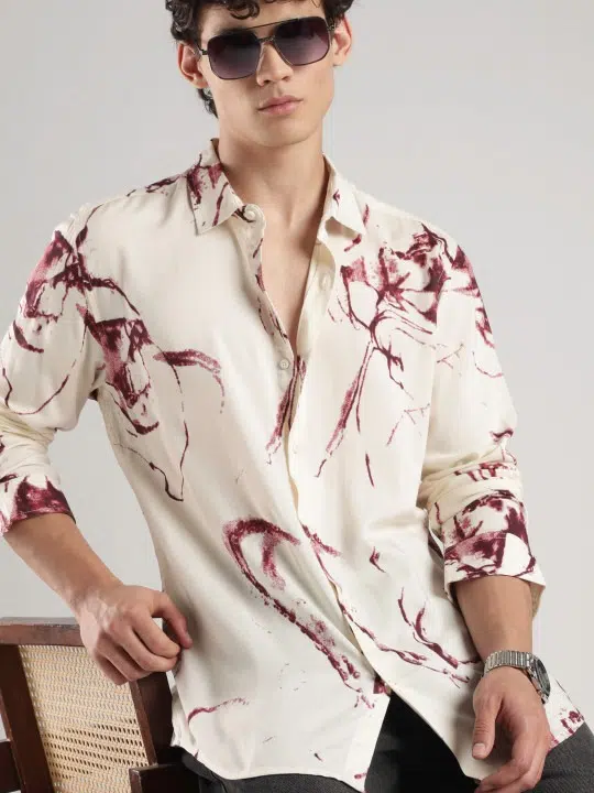 Men's Slim-Fit Print Shirt – Style 054