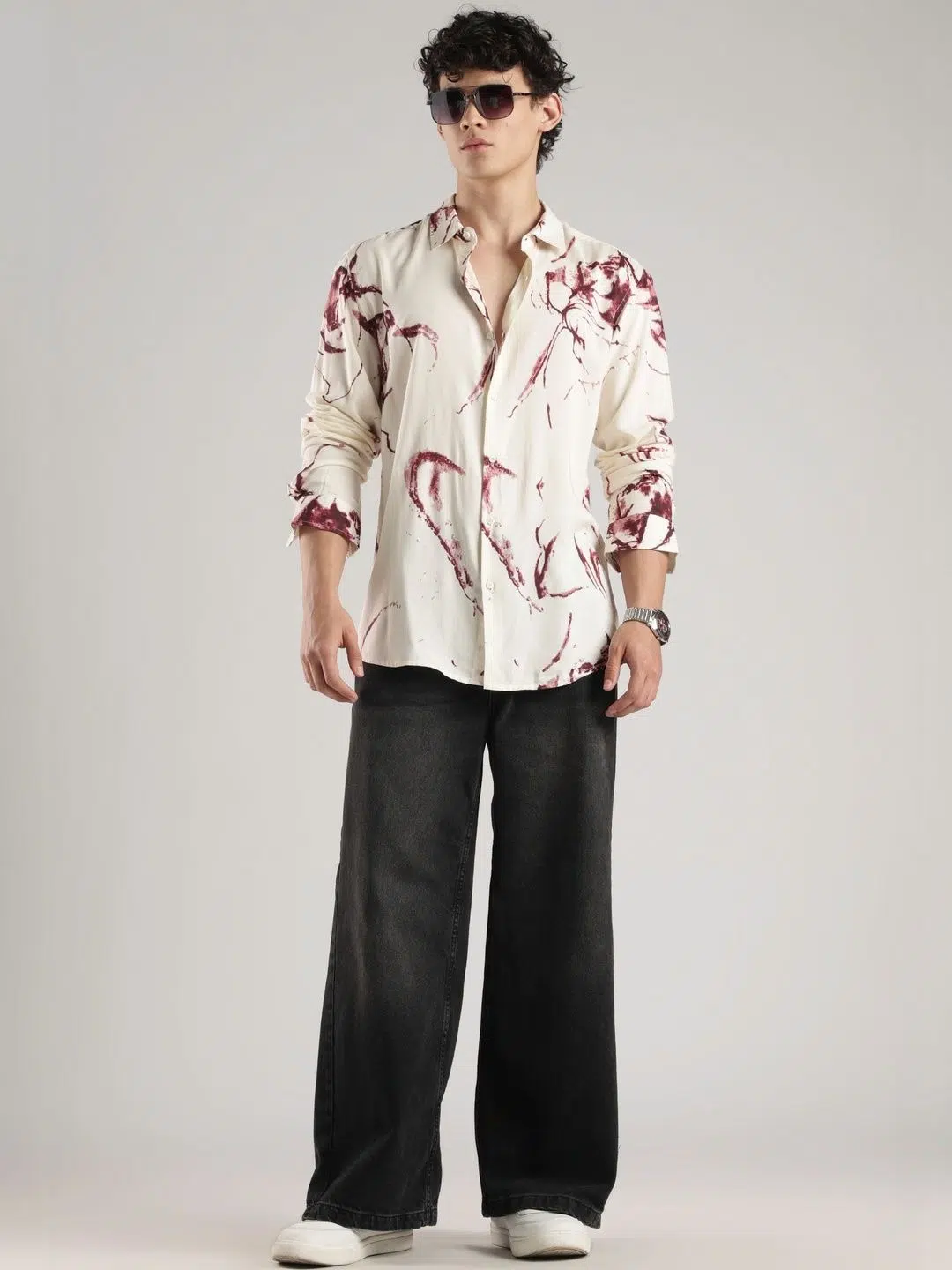 Men's Slim-Fit Print Shirt – Style 054