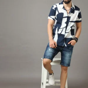Men's Slim-Fit Print Shirt – Style 196