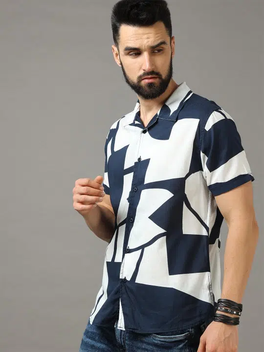 Men's Slim-Fit Print Shirt – Style 196