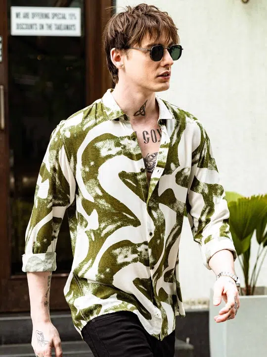 Men's Slim-Fit Print Shirt – Style 342