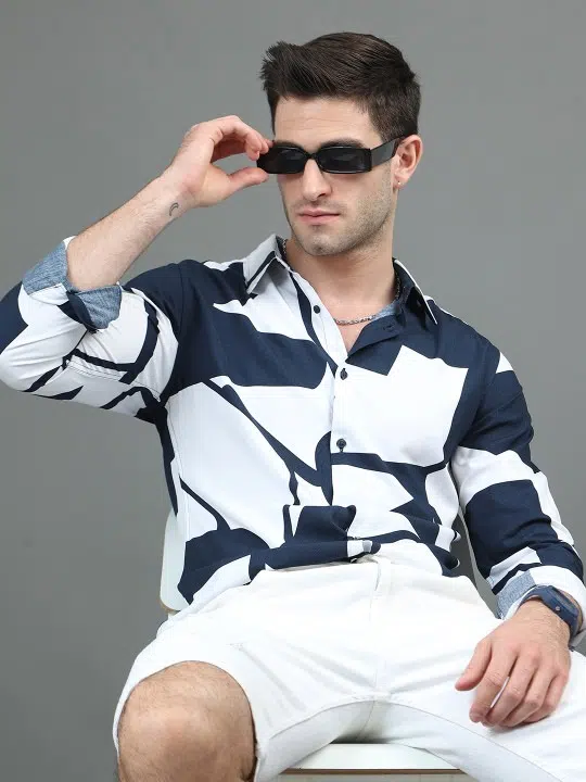 Men's Slim-Fit Print Shirt – Style 758