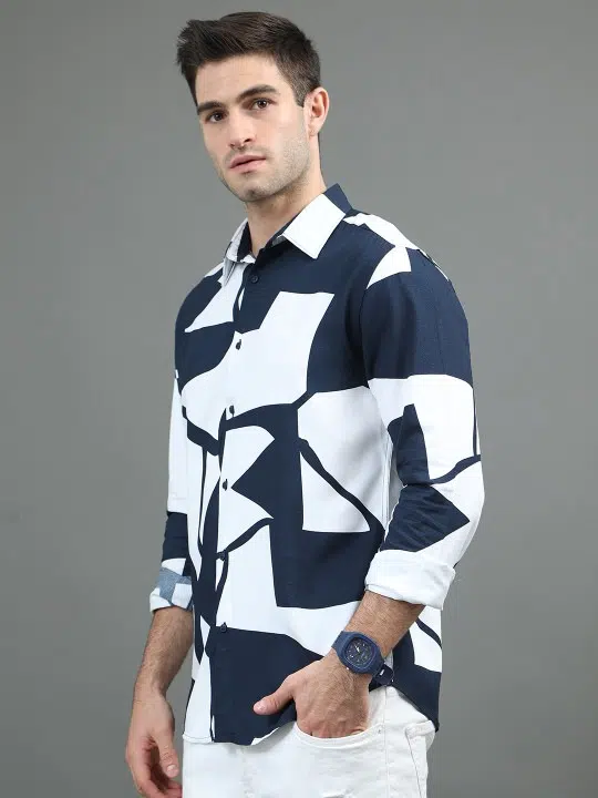 Men's Slim-Fit Print Shirt – Style 758