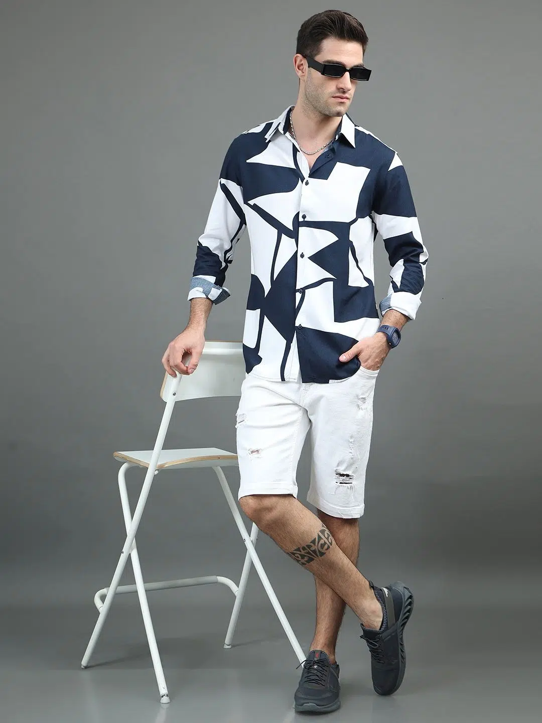 Men's Slim-Fit Print Shirt – Style 758