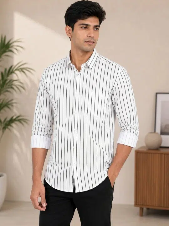 Men's Slim-Fit Stripe Shirt – Style 608