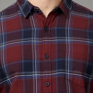 Men's Slim-Fit Tartan-Check Cotton Shirt – Style 562
