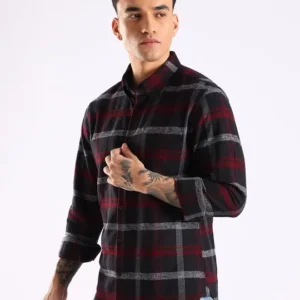 Men's Slim-Fit Tartan-Check Cotton Shirt – Style 729