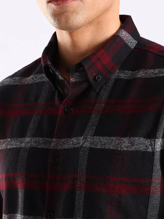 Men's Slim-Fit Tartan-Check Cotton Shirt – Style 729