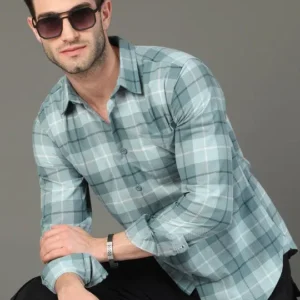 Men's Slim-Fit Tartan-Check Shirt – Style 052