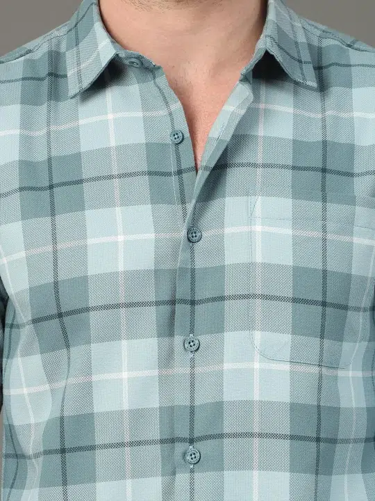 Men's Slim-Fit Tartan-Check Shirt – Style 052