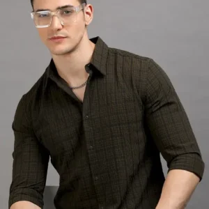 Men's Slim-Fit Tartan-Check Shirt – Style 104