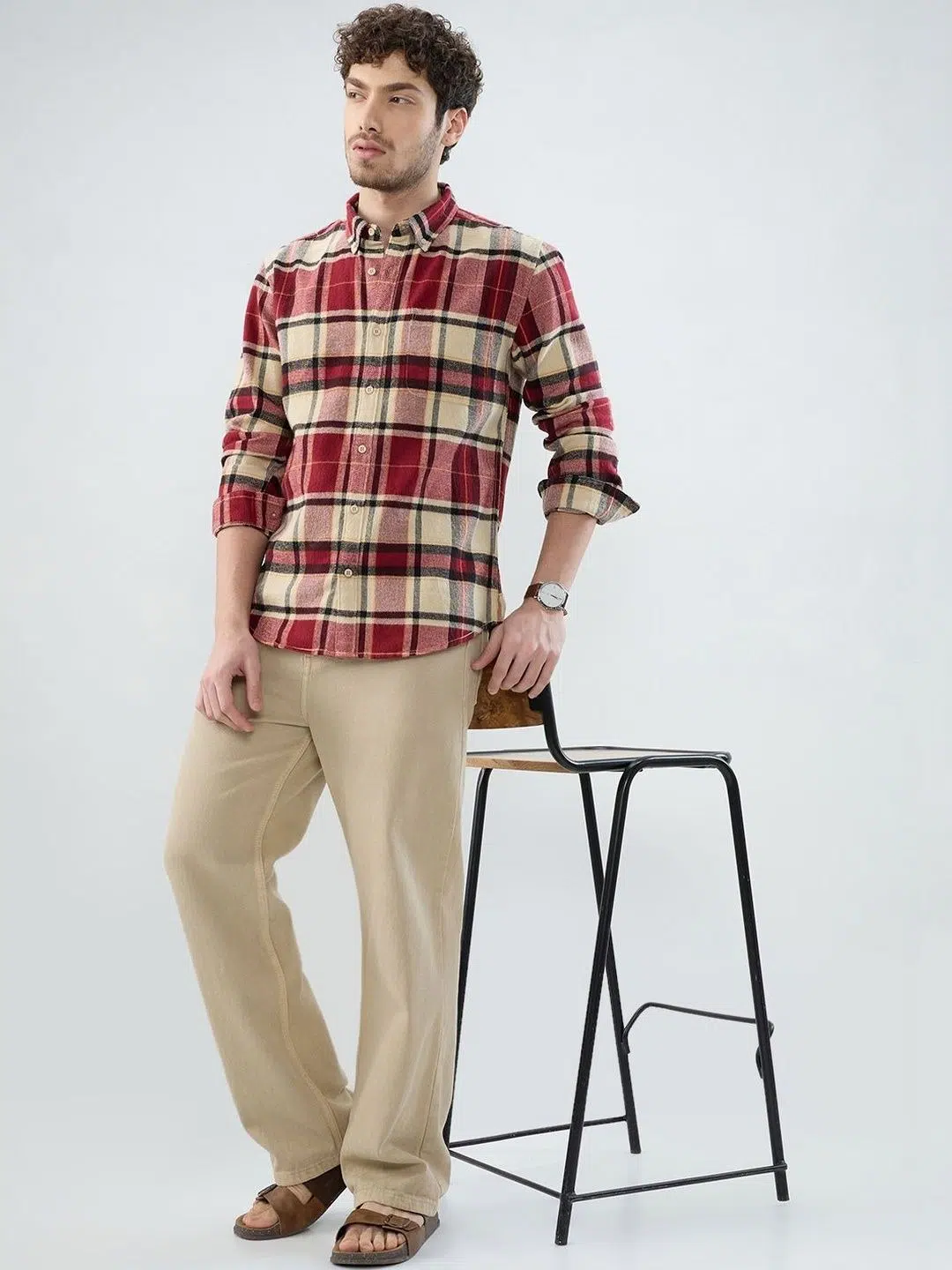 Men's Slim-Fit Tartan-Check Shirt – Style 502