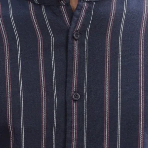 Men's Slim-Fit Vertical-Stripe Cotton Shirt – Style 000