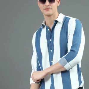 Men's Slim-Fit Vertical-Stripe Cotton Shirt – Style 530
