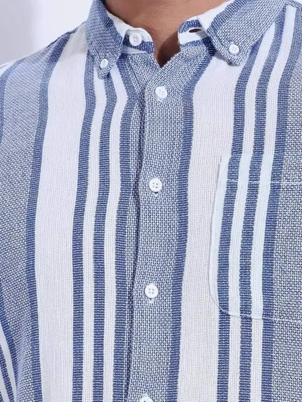 Men's Slim-Fit Vertical-Stripe Cotton Shirt – Style 636