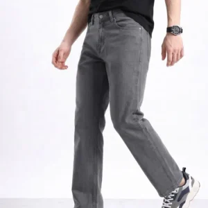 Men's Straight-Fit Heavy-Fade Stretch Jeans – Style 080