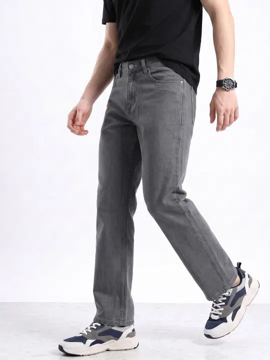 Men's Straight-Fit Heavy-Fade Stretch Jeans – Style 080
