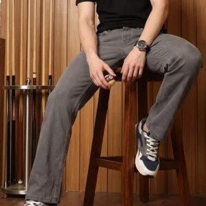 Men's Straight-Fit Heavy-Fade Stretch Jeans – Style 080
