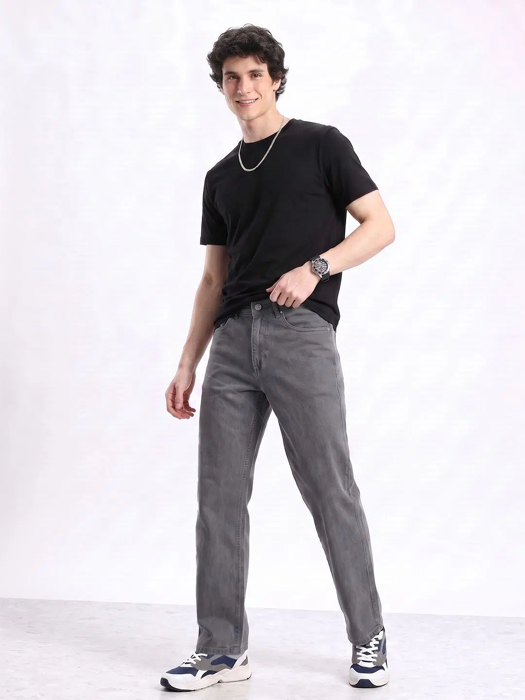 Men's Straight-Fit Heavy-Fade Stretch Jeans – Style 080