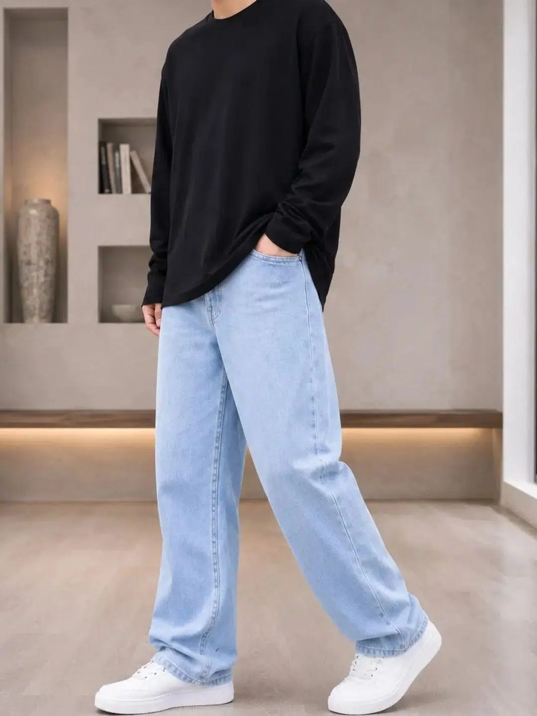 Men's Straight-Fit Mid-Rise Stretch Jeans – Style 696