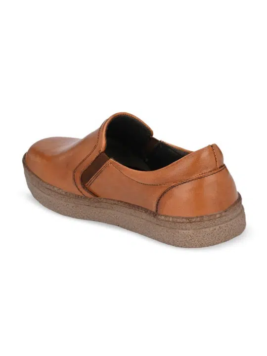 Men's Tan Leather Slip-On Sneakers – Style 832