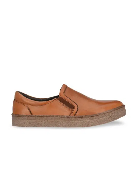 Men's Tan Leather Slip-On Sneakers – Style 832