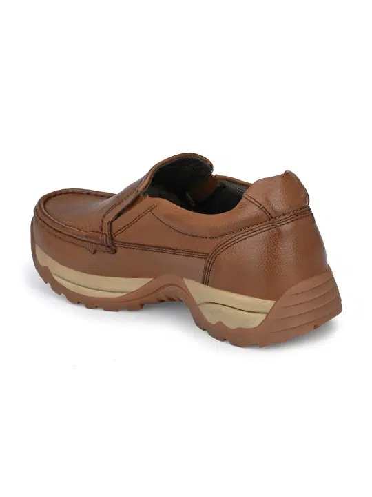 Men's Tan Textured Leather Slip-On Sneakers – Style 006