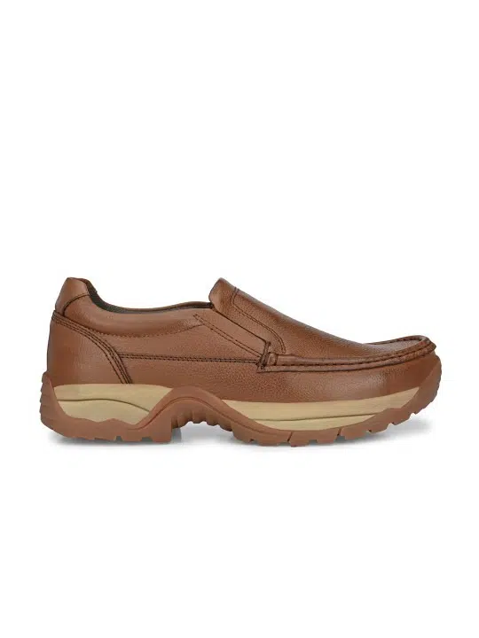 Men's Tan Textured Leather Slip-On Sneakers – Style 006