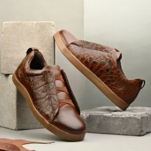 Men's Textured Leather Sneakers – Style 811