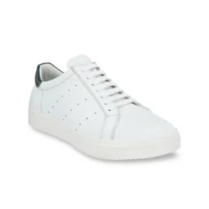 Men's White Perforated Leather Sneakers – Style 494