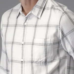 Men's White Regular-Fit Check Shirt – Style 286