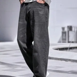 Men's Wide Leg Mid-Rise Light-Fade Stretch Jeans – Style 567