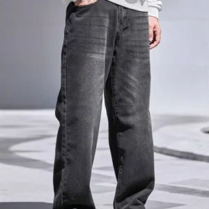 Men's Wide Leg Mid-Rise Light-Fade Stretch Jeans – Style 567