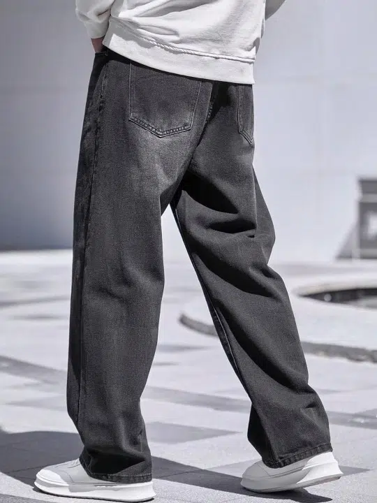 Men's Wide Leg Mid-Rise Light-Fade Stretch Jeans – Style 567