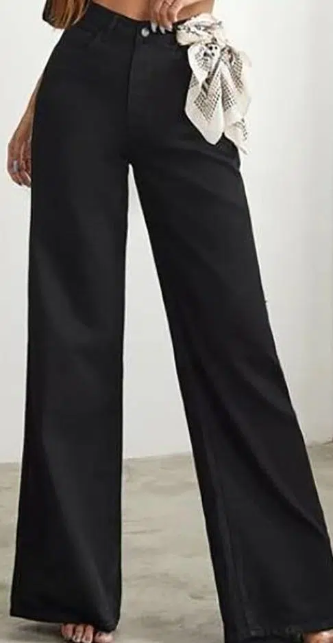 Women's Black Straight-Fit High-Rise Stretch Jeans – Style 882