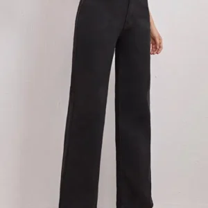 Women's Black Straight-Fit High-Rise Stretch Jeans – Style 884