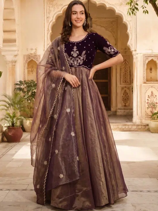 Women's Embroidered Maxi Gown – Style 666