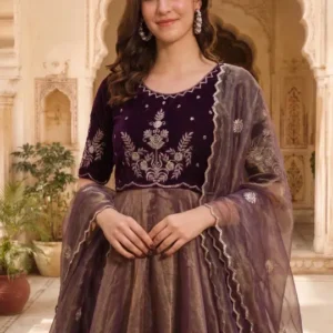 Women's Embroidered Maxi Gown – Style 666