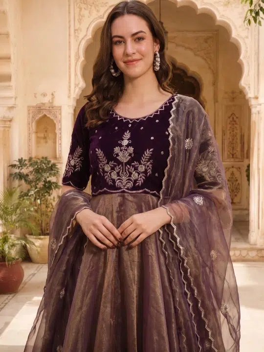 Women's Embroidered Maxi Gown – Style 666