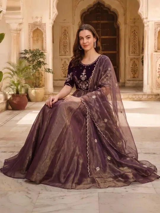 Women's Embroidered Maxi Gown – Style 666