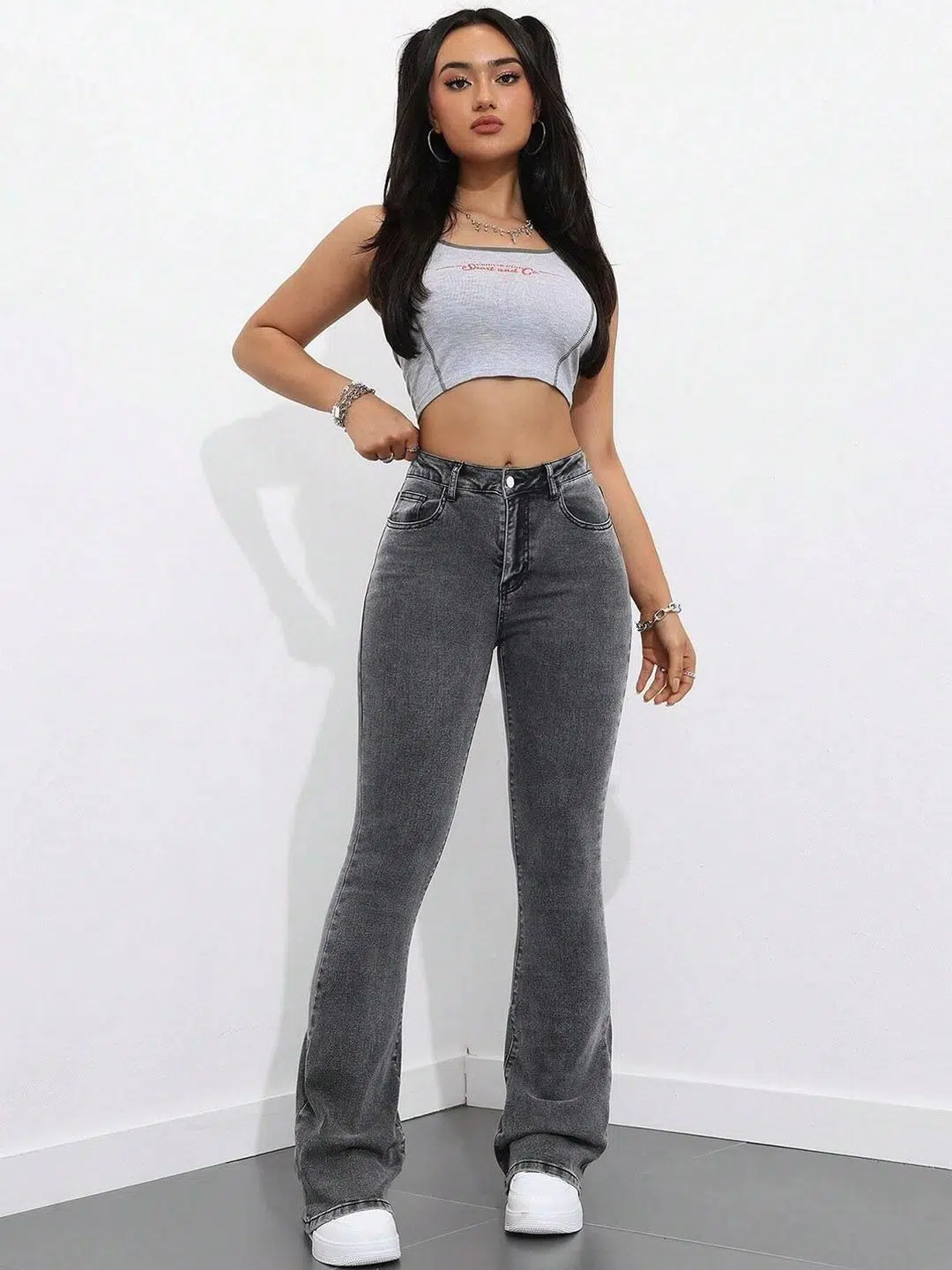 Women's Flared High-Rise Light-Fade Stretch Jeans – Style 810