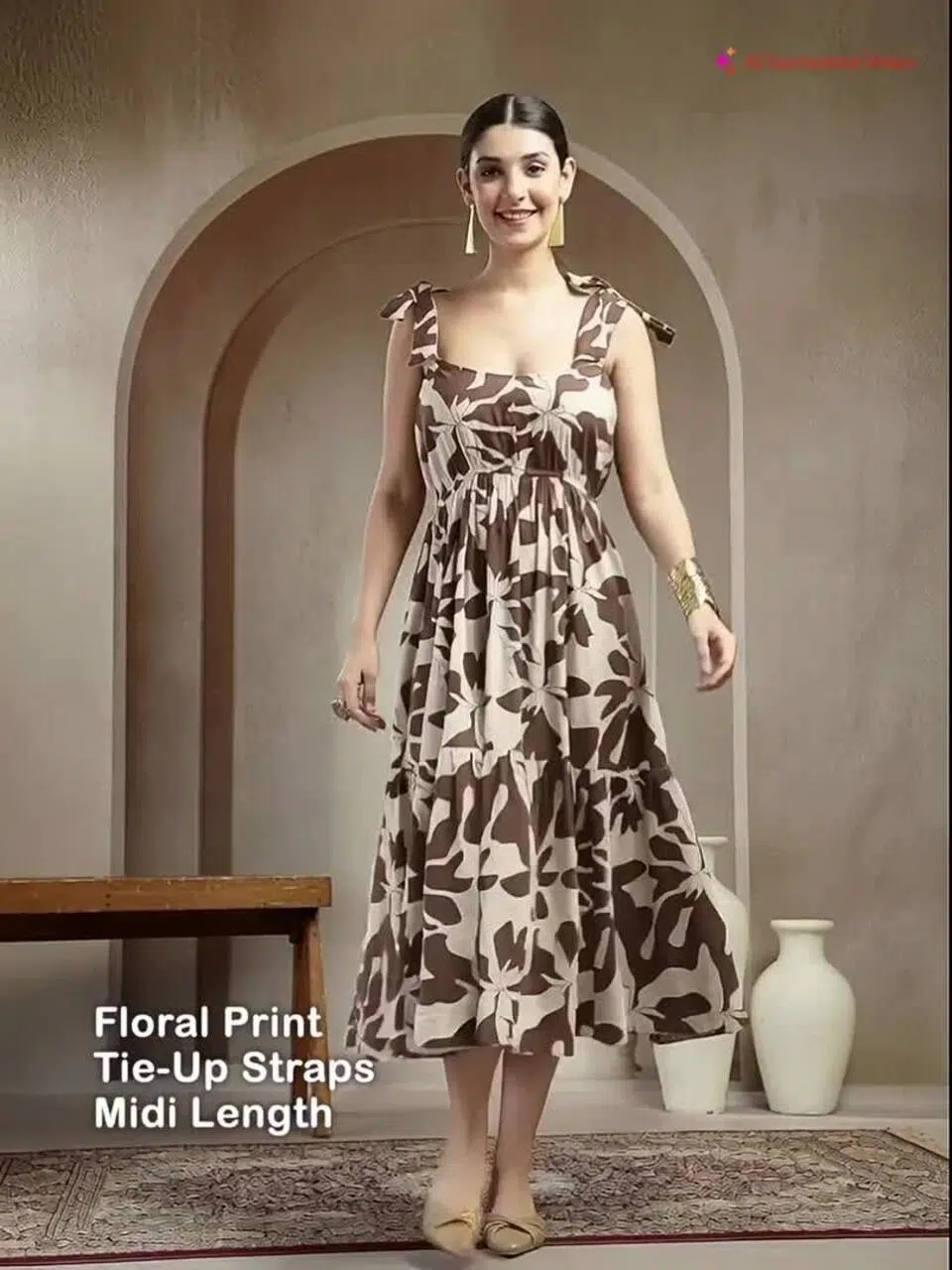 Women's Floral-Print Ethnic Dress – Style 788