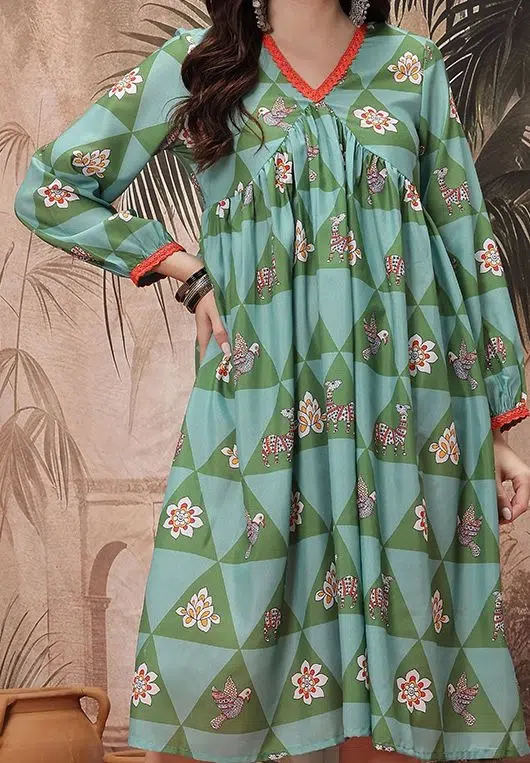 Women's Floral-Print Ethnic Dress – Style 983