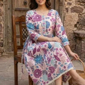 Women's Floral-Print Fit-&-Flare Maternity Dress – Style 300