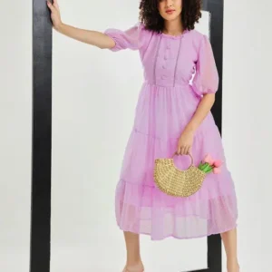 Women's Polka-Dot Tiered Ethnic Dress – Style 658