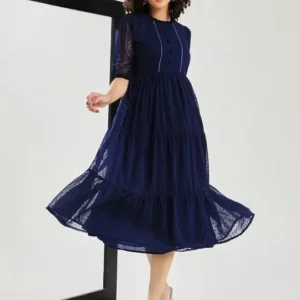 Women's Polka-Dot Tiered Ethnic Dress – Style 669